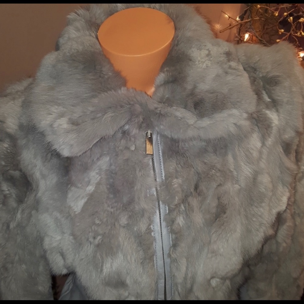 Bebe rare 100% Rabbit fur & leather jacket